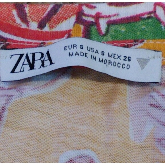 Zara Monkey Bongo Tropical Print T-Shirt Dress with Cut Out Sides Orange Small - Picture 10 of 11